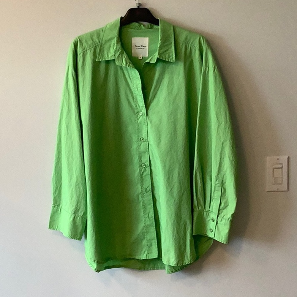 Part Two Green Button-Up 100% Cotton Shirt, size 38  EU, 8 US - fits like a 12+